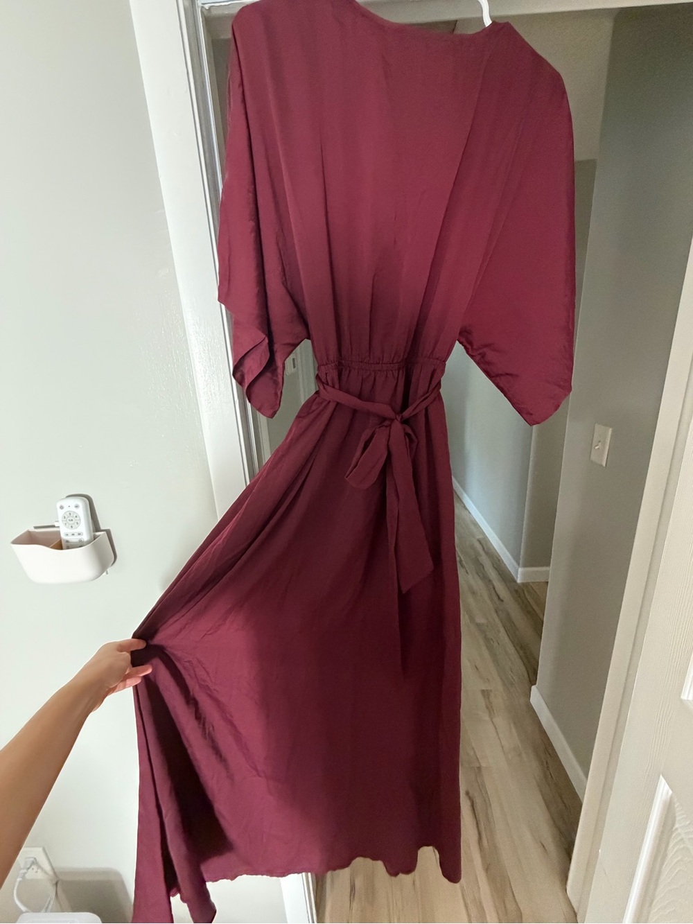 ADORA Deep Burgundy Wrap Maxi with Kimono Sleeves - Picture 2 of 4